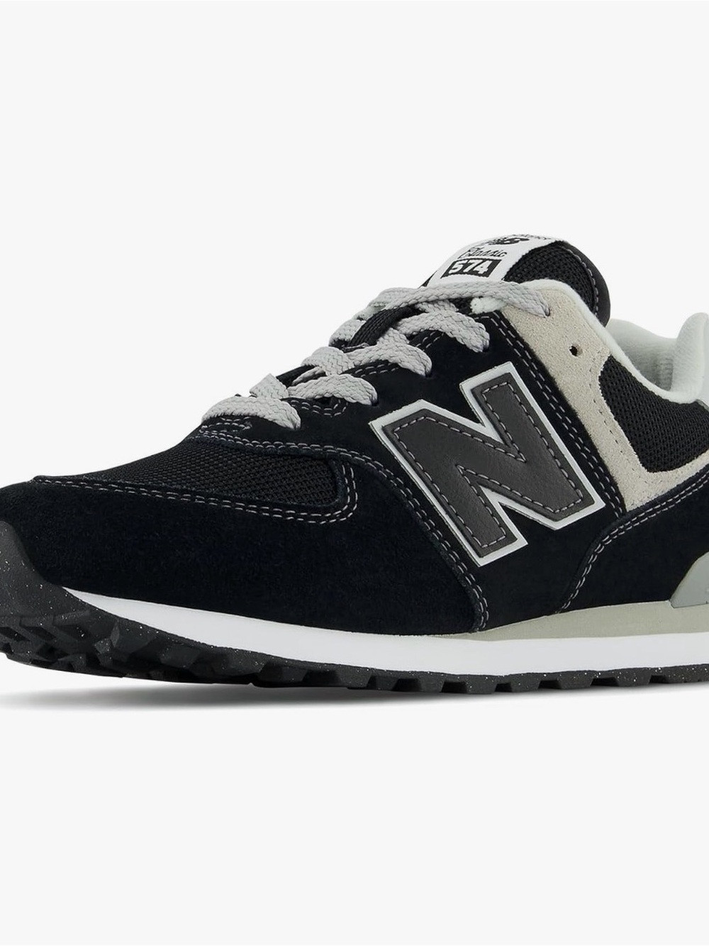 New Balance Kids 574 Sneaker in Black and Light Gray